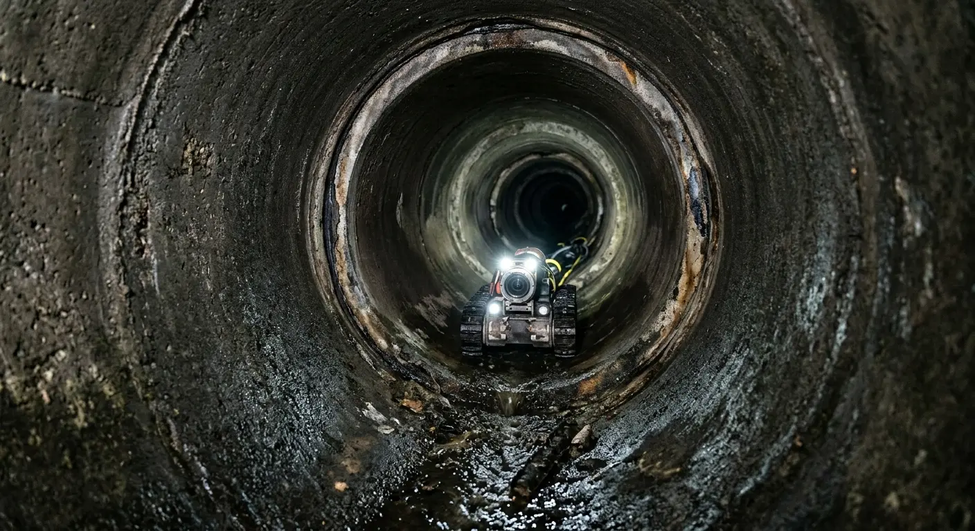 Robotic sewer camera inspecting pipe interior for Sewer Line Repair in Bradley
